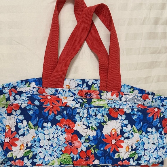 Shabby Chic Floral Tote with Red Handles - Picture 5 of 8